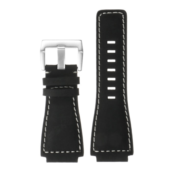 Br6.1 DASSARI Distressed Leather Watch Strap For Bell & Ross In Black With Brushed Buckle 2