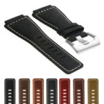 Br6.1 Gallery DASSARI Distressed Leather Watch Strap For Bell & Ross In Black With Brushed Buckle