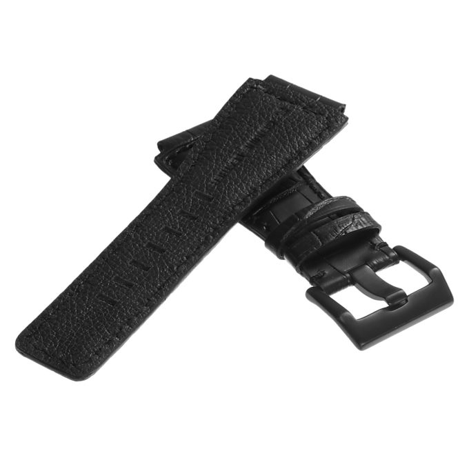 Br6.1.mb DASSARI Croc Embossed Leather Watch Strap For Bell & Ross In Black With Brushed Buckle 3