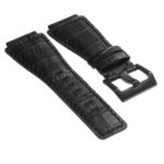 Br6.1.mb DASSARI Croc Embossed Leather Watch Strap For Bell & Ross In Black With Matte Black Buckle