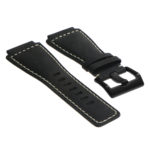 Br6.1.mb DASSARI Distressed Leather Watch Strap For Bell & Ross In Black With Black Buckle