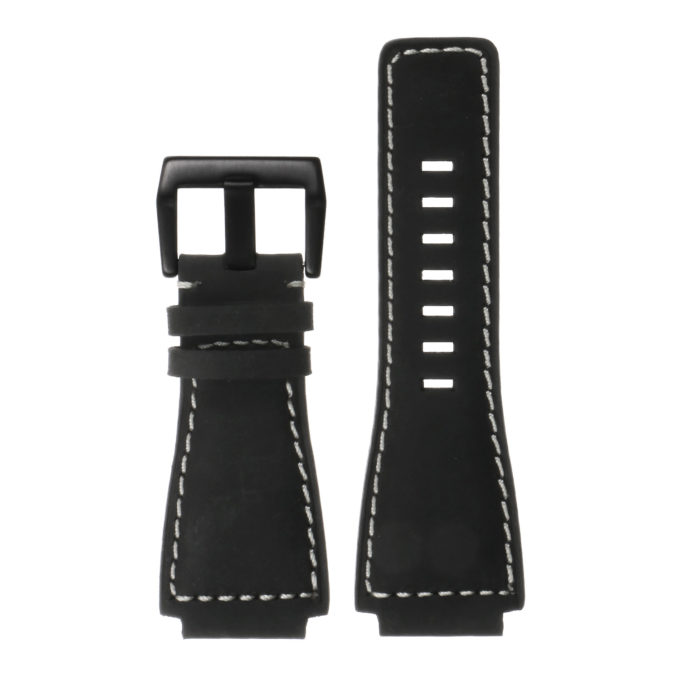 Br6.1.mb DASSARI Distressed Leather Watch Strap For Bell & Ross In Black With Black Buckle 2