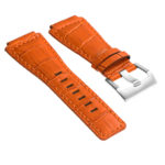Br6.12 DASSARI Croc Embossed Leather Watch Strap For Bell & Ross In Orange With Brushed Buckle