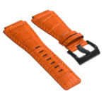Br6.12.mb DASSARI Croc Embossed Leather Watch Strap For Bell & Ross In Orange With Matte Black Buckle