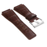 Br6.2 DASSARI Croc Embossed Leather Watch Strap For Bell & Ross In Brown With Brushed Buckle