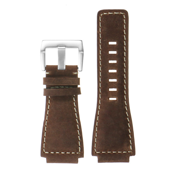 Br6.2 DASSARI Distressed Leather Watch Strap For Bell & Ross In Brown With Brushed Buckle 2