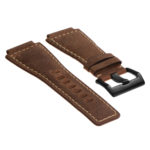 Br6.2.mb DASSARI Distressed Leather Watch Strap For Bell & Ross In Brown With Black Buckle