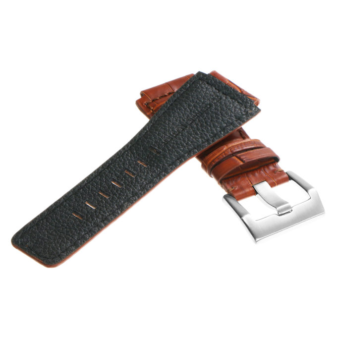 Br6.3 DASSARI Croc Embossed Leather Watch Strap For Bell & Ross In Tan With Brushed Buckle 3