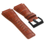 Br6.3.mb DASSARI Croc Embossed Leather Watch Strap For Bell & Ross In Tan With Matte Black Buckle