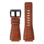 Br6.3.mb DASSARI Croc Embossed Leather Watch Strap For Bell & Ross In Tan With Matte Black Buckle 2