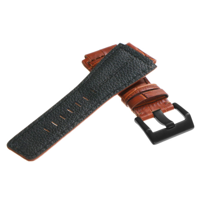 Br6.3.mb DASSARI Croc Embossed Leather Watch Strap For Bell & Ross In Tan With Matte Black Buckle 3