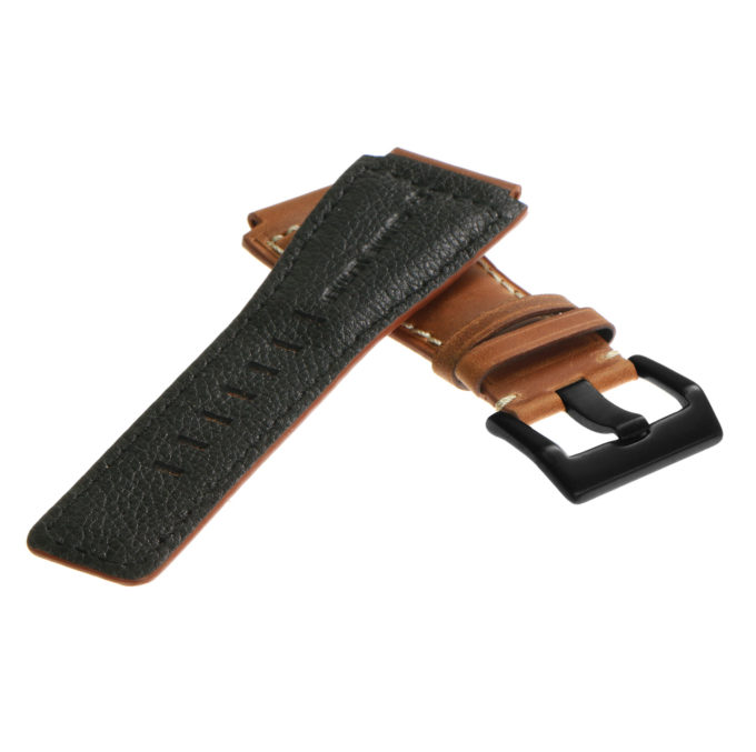 Br6.3.mb DASSARI Distressed Leather Watch Strap For Bell & Ross In Tan With Black Buckle 3