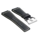 Br6.5 DASSARI Distressed Leather Watch Strap For Bell & Ross In Blue With Brushed Buckle