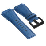 Br6.5.mb DASSARI Croc Embossed Leather Watch Strap For Bell & Ross In Blue With Matte Black Buckle
