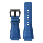 Br6.5.mb DASSARI Croc Embossed Leather Watch Strap For Bell & Ross In Blue With Matte Black Buckle 2