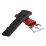 Br6.6 DASSARI Distressed Leather Watch Strap For Bell & Ross In Red With Brushed Buckle 3