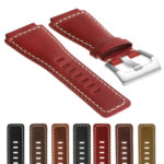 Br6.6 Gallery DASSARI Distressed Leather Watch Strap For Bell & Ross In Red With Brushed Buckle