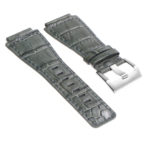 Br6.7 DASSARI Croc Embossed Leather Watch Strap For Bell & Ross In Grey With Brushed Buckle