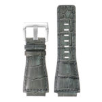 Br6.7 DASSARI Croc Embossed Leather Watch Strap For Bell & Ross In Grey With Brushed Buckle 2