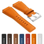 Br7.12.bs Gallery DASSARI Leather Watch Strap For Bell & Ross In Orange With Brushed Steel Buckle