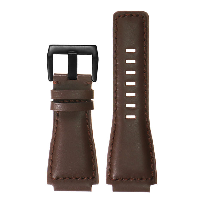 Br7.2.mb DASSARI Leather Watch Strap For Bell & Ross In Brown With Matte Black Buckle 2