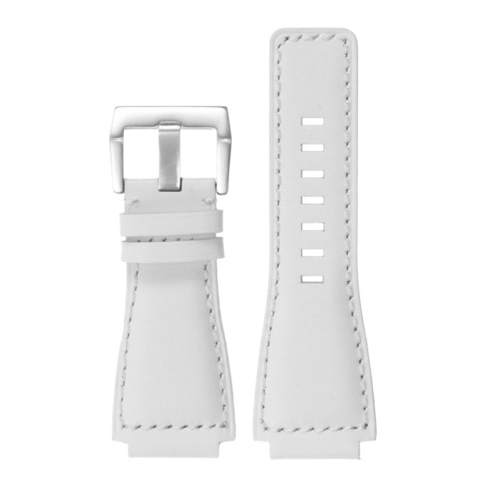 Br7.22.bs DASSARI Leather Watch Strap For Bell & Ross In White With Brushed Steel Buckle 2
