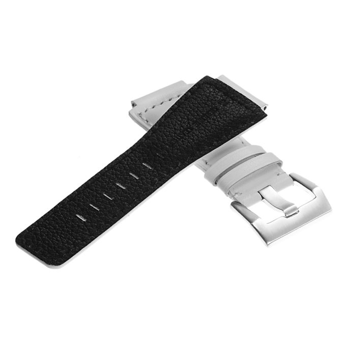 Br7.22.bs DASSARI Leather Watch Strap For Bell & Ross In White With Brushed Steel Buckle 3
