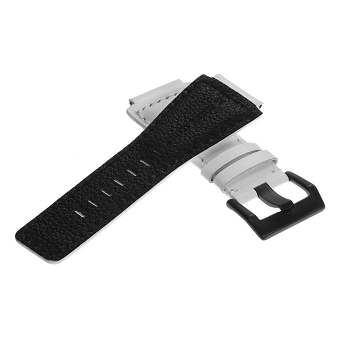 Br7.22.mb DASSARI Leather Watch Strap For Bell & Ross In White With Matte Black Buckle 3