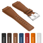 Br7.3.bs Gallery DASSARI Leather Watch Strap For Bell & Ross In Tan With Brushed Steel Buckle