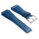 Br7.5.bs DASSARI Leather Watch Strap For Bell & Ross In Blue With Brushed Steel Buckle