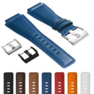 br7.5.bs Gallery DASSARI Leather Watch Strap for Bell & Ross in Blue with Brushed Steel Buckle NEW