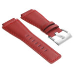 Br7.6.bs DASSARI Leather Watch Strap For Bell & Ross In Red With Brushed Steel Buckle