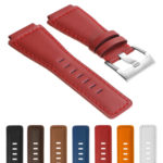 Br7.6.bs Gallery DASSARI Leather Watch Strap For Bell & Ross In Red With Brushed Steel Buckle
