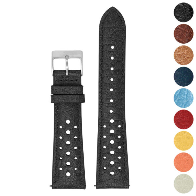 ra6 Gallery DASSARI Perforated Leather Rally Watch Band Strap 18mm 19mm 20mm 21mm 22mm