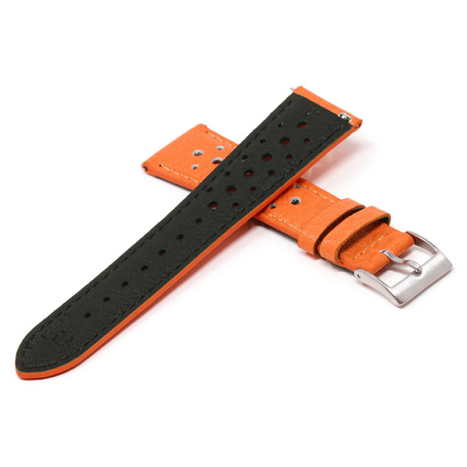 ra6.12 Cross Orange DASSARI Perforated Leather Rally Watch Band Strap 18mm 19mm 20mm 21mm 22mm