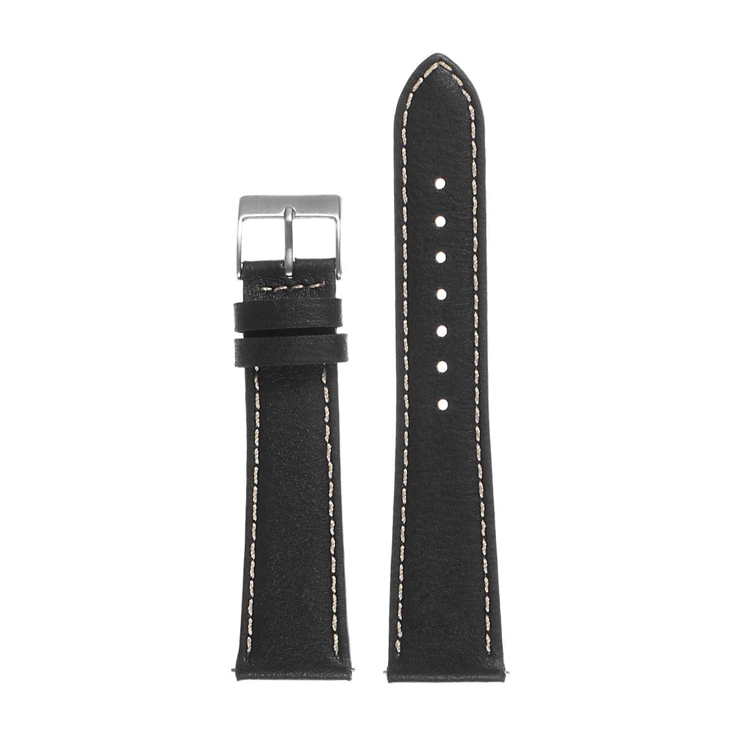 Black Pebble Leather Strap - 1 inch (25mm) Wide - Choose Length