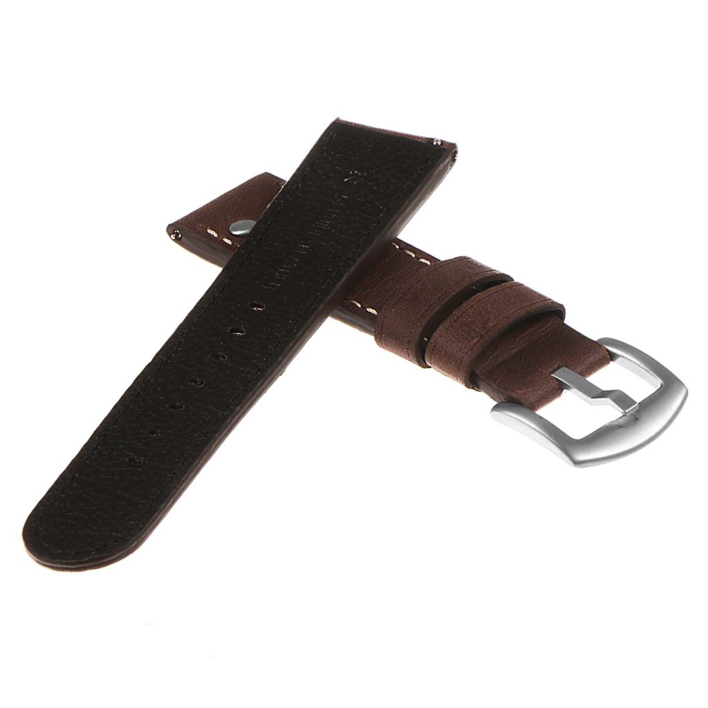 DASSARI Vintage Leather Pilot Watch Band w/ Silver Rivets | StrapsCo