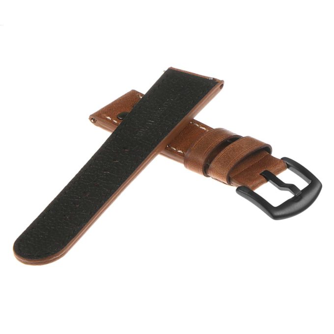 Ds14.3.mb DASSARI Vintage Leather Watch Strap In Tan W Matte Black Buckle 2