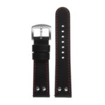 Ds15.1.6 Dassari Leather Strap In Black W Red Stitching 3