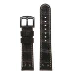 ds16.1 DASSARI Leather Croc embossed Quick Realese Strap w Matte Black Buckle in Black 3