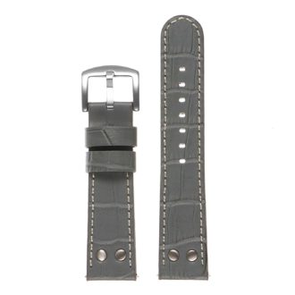 DASSARI Croc Embossed Leather Pilot Watch Band w/ Rivets | StrapsCo