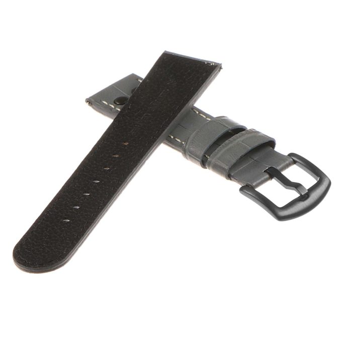 ds16.7 DASSARI Leather Croc embossed Quick Realese Strap w Matte Black Buckle in Grey 2