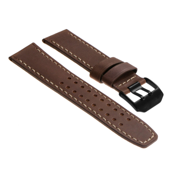 lmx1.2.mb Vintage Leather Strap in Brown with Matte Black Buckle