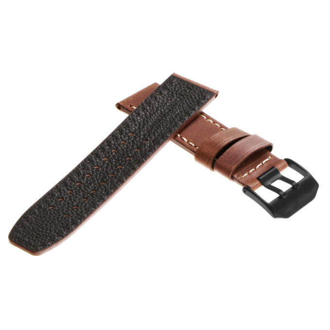 lmx1.3.mb Vintage Leather Strap in Tan with Matte Black Buckle 2