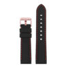 Pu1.1.6.rg Silcone Rubber Watch Strap In Black With Red Stitching W Rose Gold Buckle 1