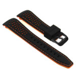 Pu6.1.12.mb Rubber Sport Strap With Matte Black Buckle In Black And Orange 1