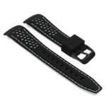 Pu6.1.22.mb Rubber Sport Strap With Matte Black Buckle In Black And White 1