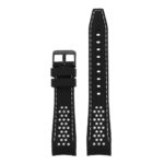 Pu6.1.22.mb Rubber Sport Strap With Matte Black Buckle In Black And White