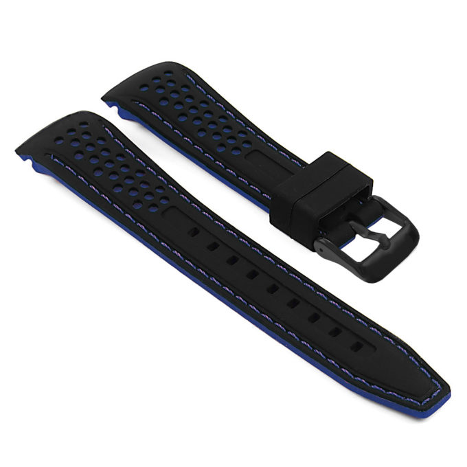 Pu6.1.5.mb Rubber Sport Strap With Matte Black Buckle In Black And Blue 1