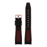 Pu6.1.6.rg Rubber Sport Strap With Rose Gold Buckle In Black And Red